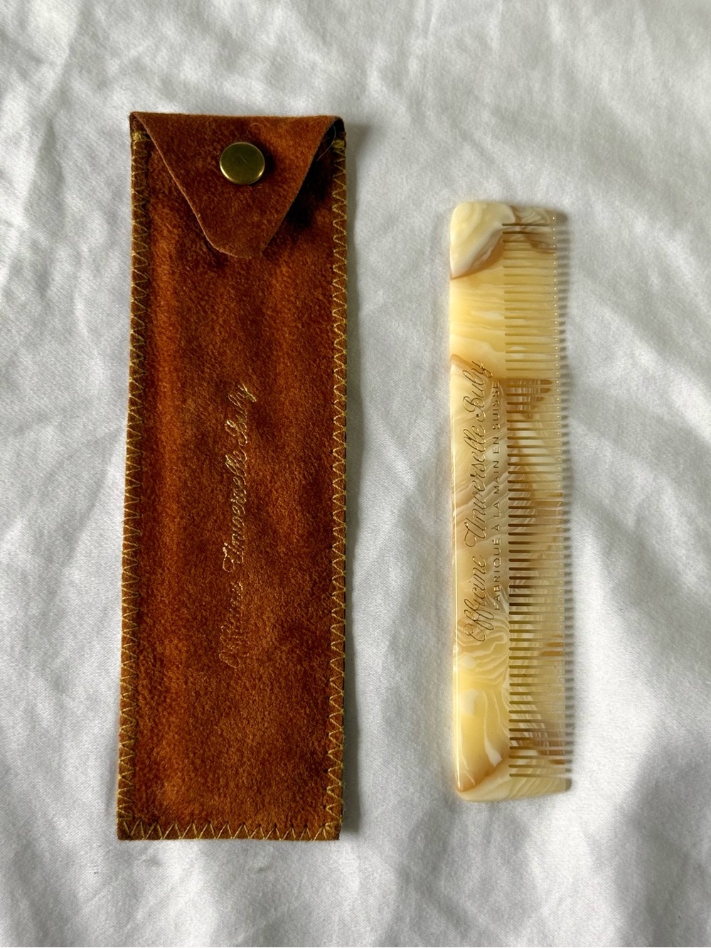 Officine Universelle Buly 1803 handmade cellulose acetate pocket hair comb Ivory